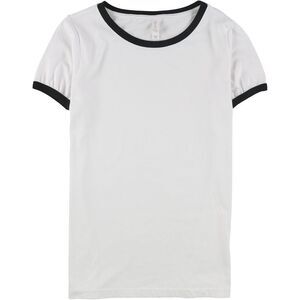 Star Tee Womens Honolulu Ringer Basic T-Shirt, White, NWT
